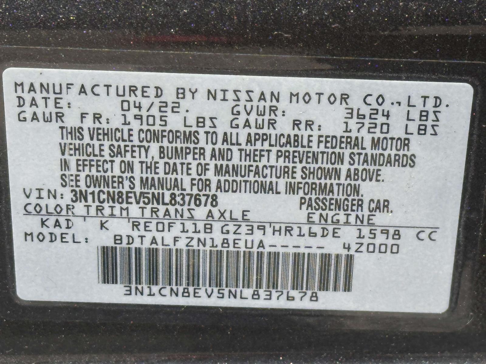 used 2022 Nissan Versa car, priced at $17,995