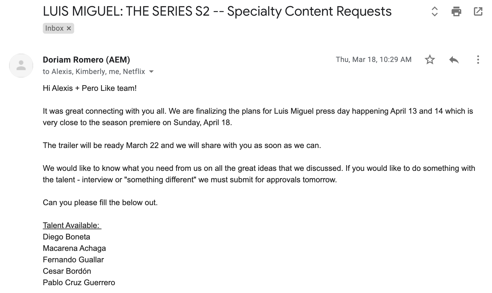 Luis Miguel and Diego Boneta side by side