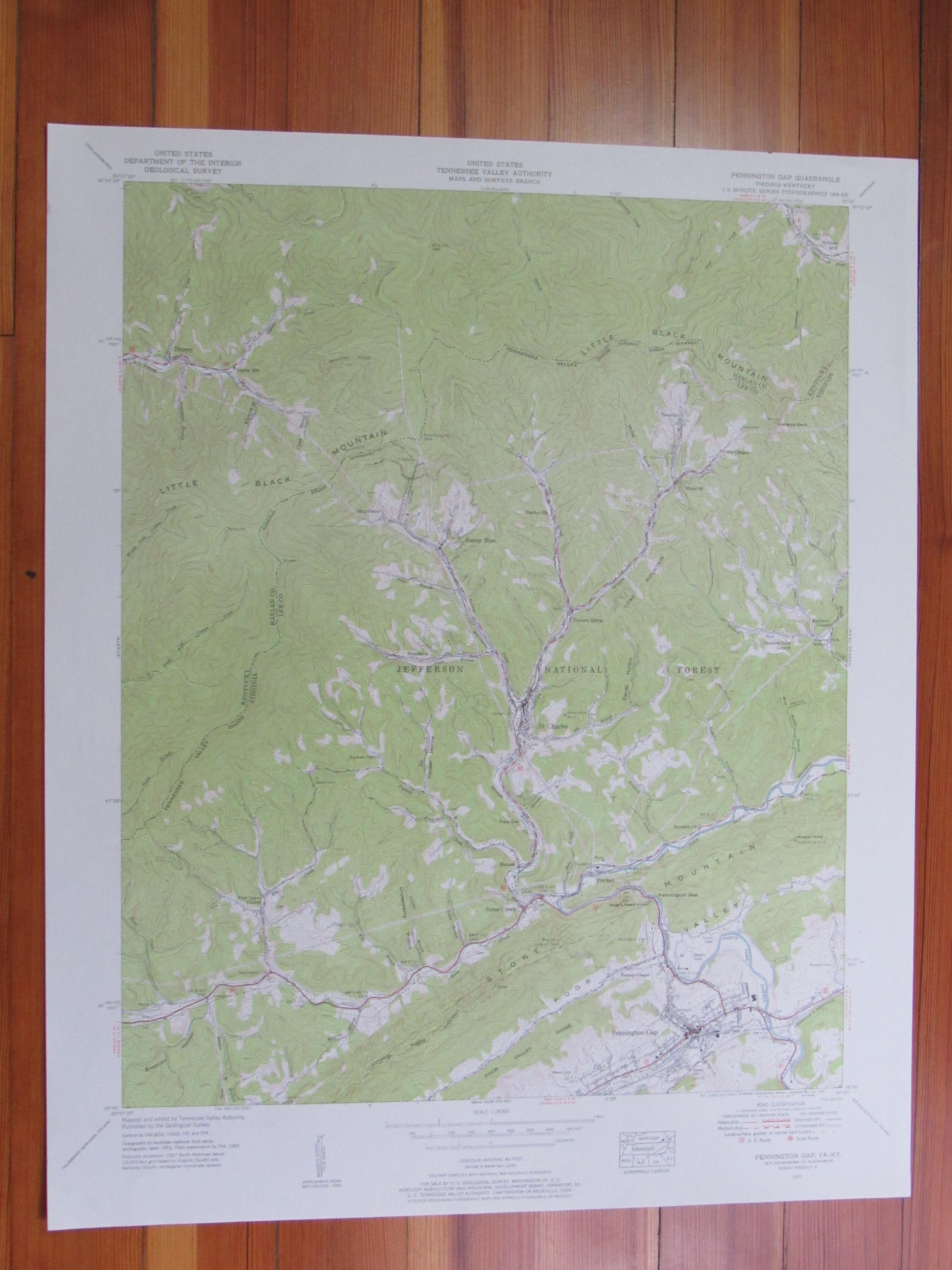 Pennington Gap Virginia 1956 Original Vintage USGS Topo Map eBay