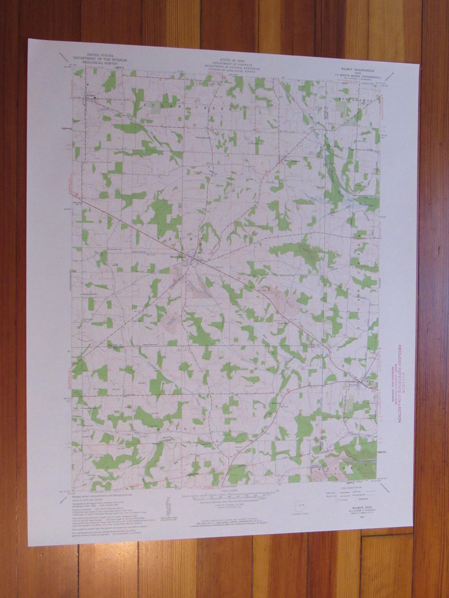 Wilmot Ohio 1963 Original Vintage USGS Topo Map eBay