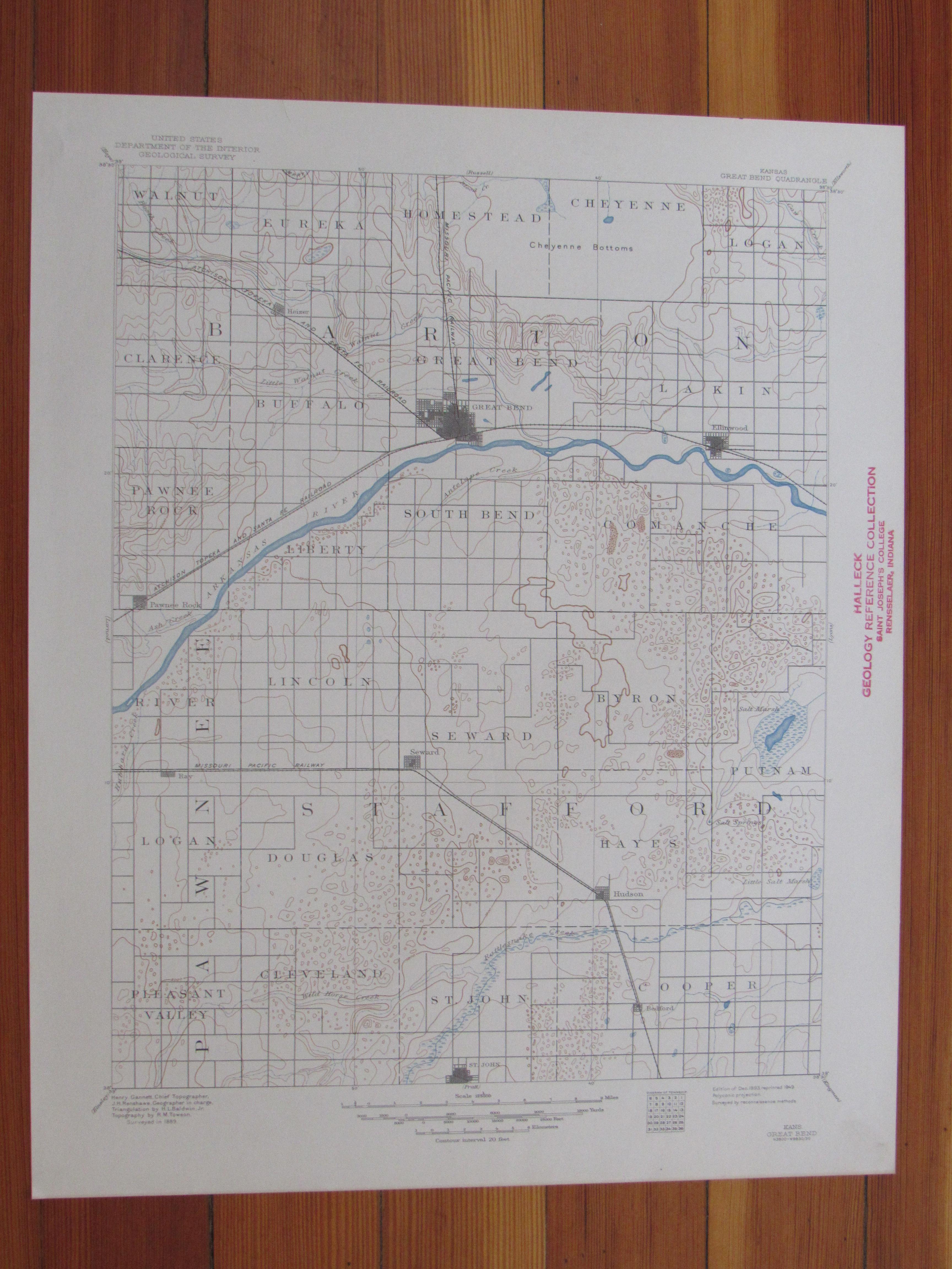 Great Bend Kansas 1949 Original Vintage USGS Topo Map eBay