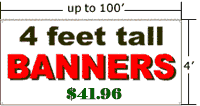 Banners 4 feet tall. Click on this link to get more options. 