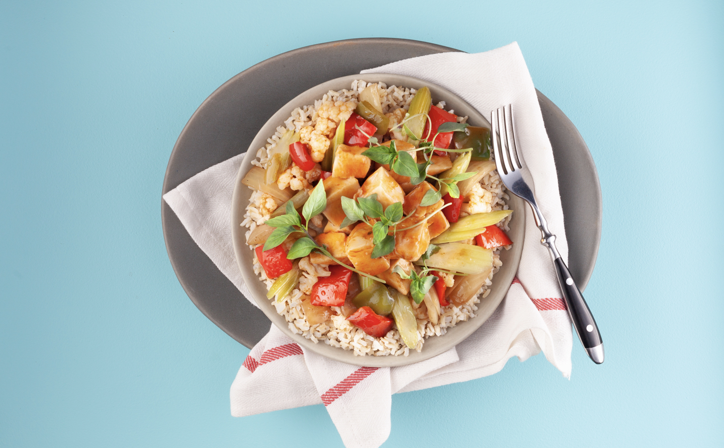 Sweet and Sour Chicken Bowl with Ginger Brown Rice