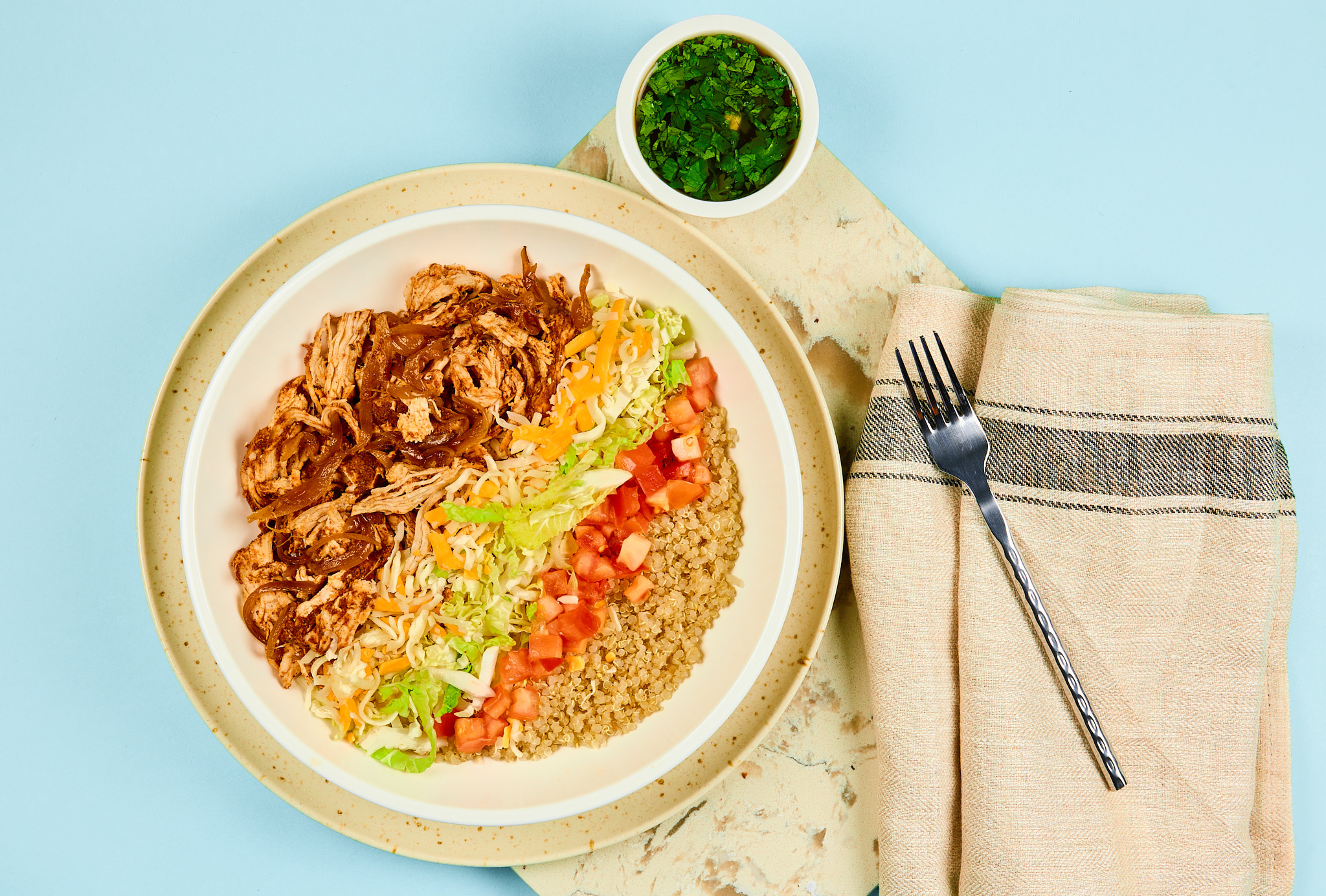 Chicken Quesabirria Bowl with Chicken Jus