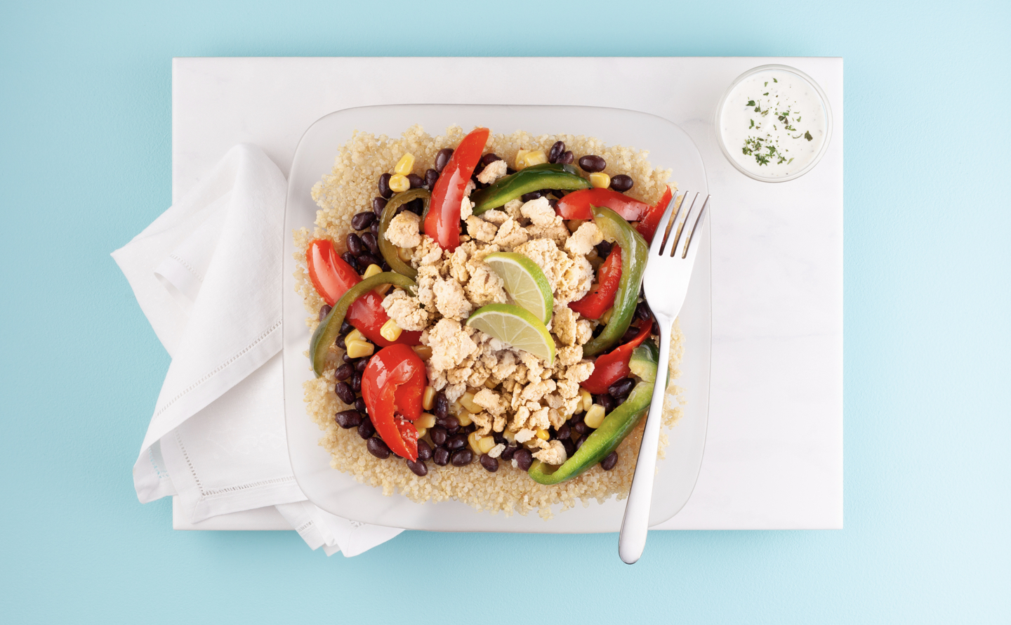 Ground Chicken Burrito Bowl with Cilantro Lime Quinoa