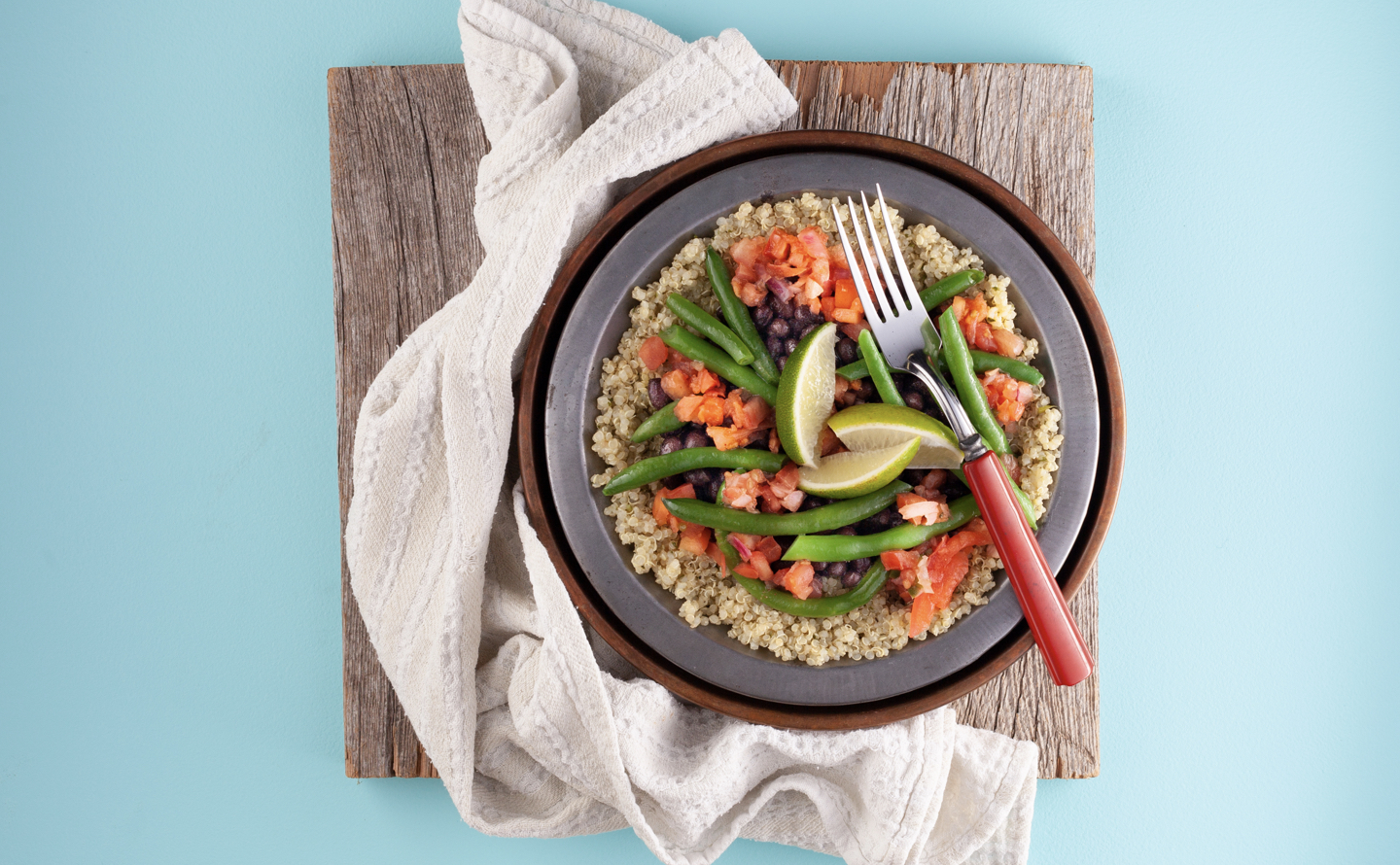 Seitan Chickin and Pico De Gallo with Lemon Pepper Quinoa