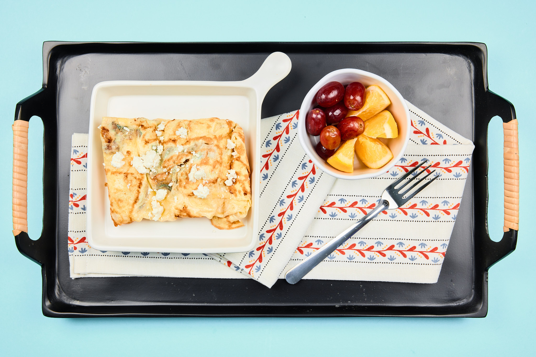 Vegetarian Mushroom and Mozzarella Omelette with Fresh Fruit