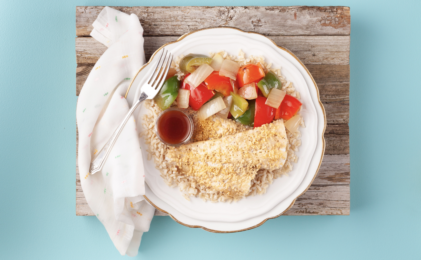 Sesame Crusted Haddock with Brown Rice