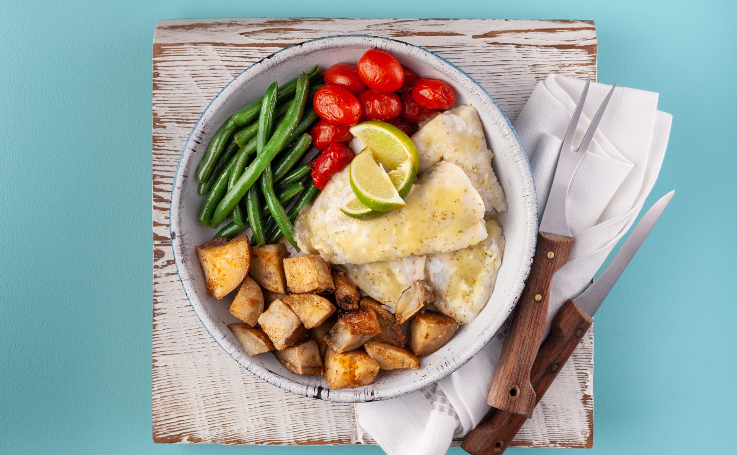 Lime Poached Haddock with Potatoes