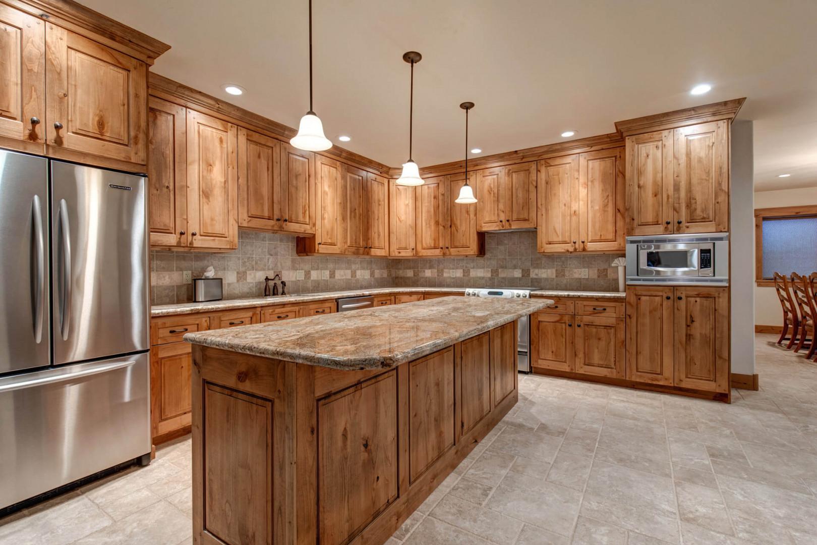 Sleek countertop and cabinets, perfect for culinary creations.