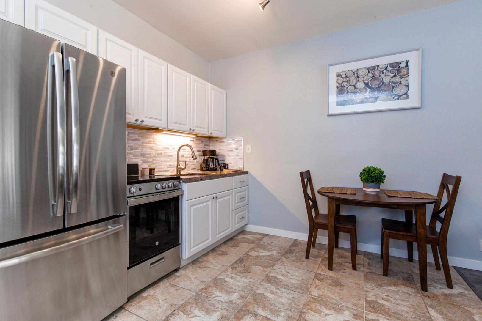 Inviting dining table in a cozy kitchen setting.