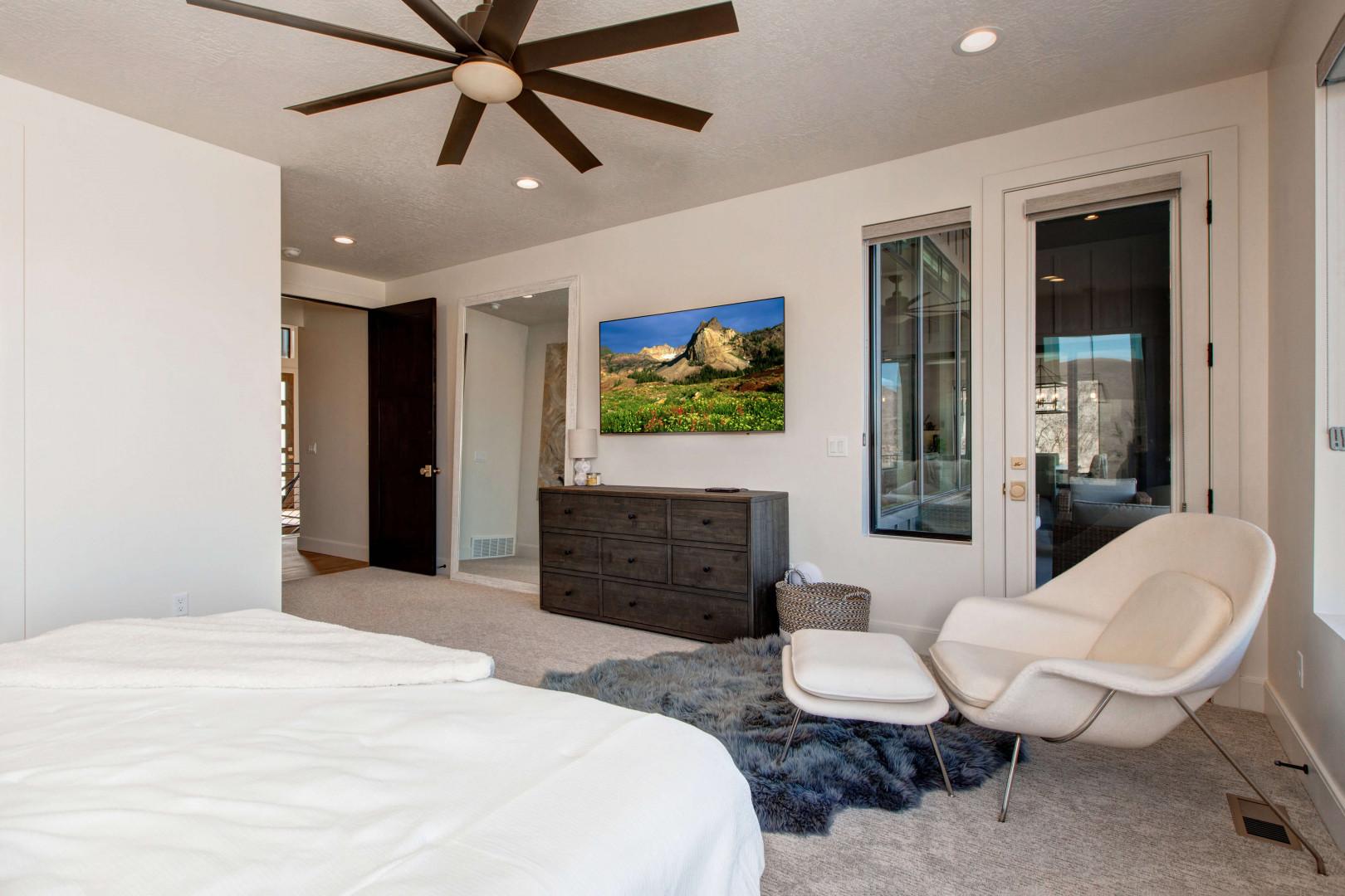 Bedroom: "Cozy sanctuary with ensuite bathroom, perfect for relaxation and rejuvenation."