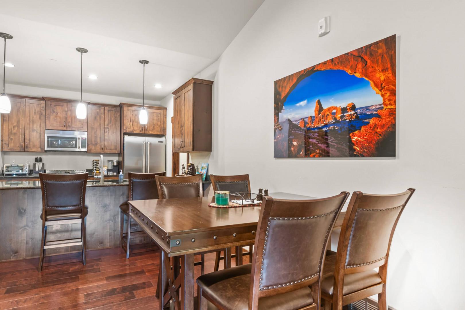 Gather around your elegant dining table while the chef prepares meals in your fully-equipped kitchen—perfect for memorable group dinners.