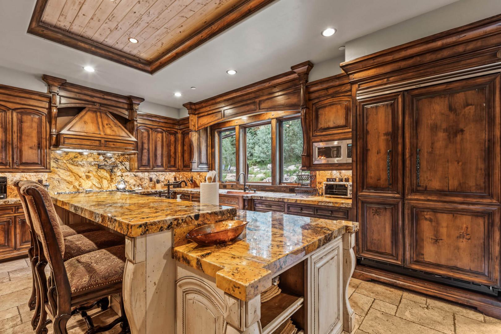 Sleek counter top in a spacious kitchen, perfect for culinary adventures.