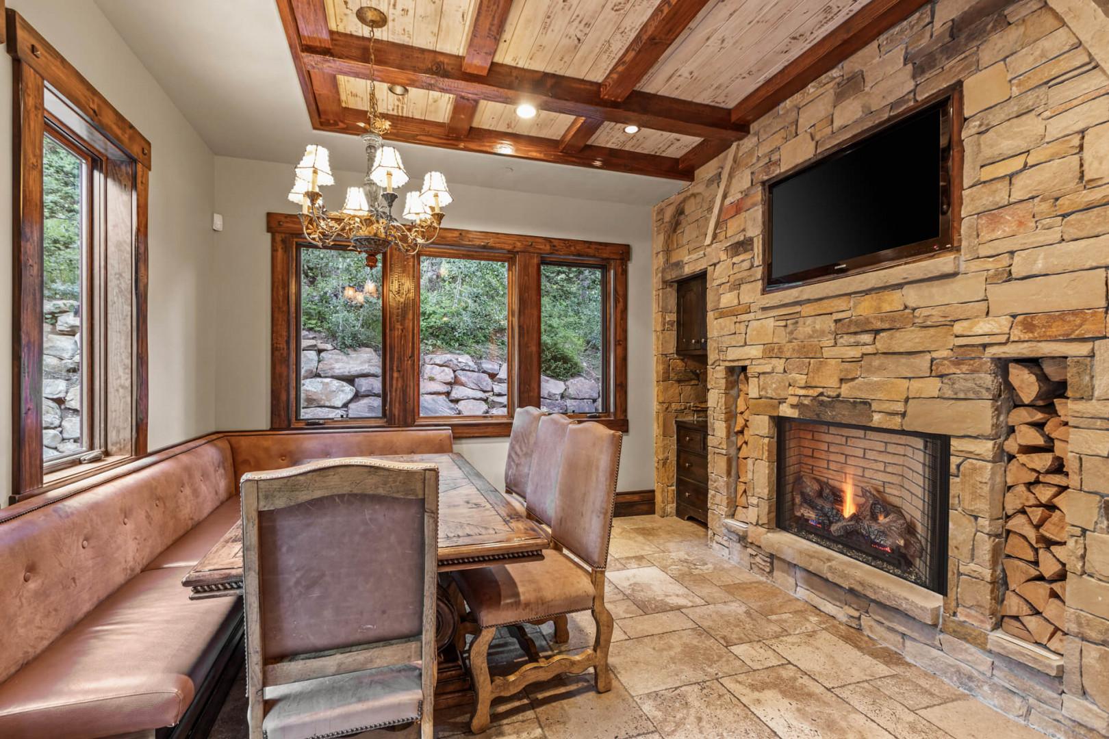 Gorgeous wooden table surrounded by cozy chairs in a stylish setting.