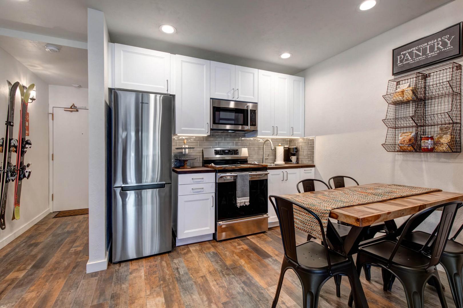 Inviting dining table in a cozy kitchen setting.