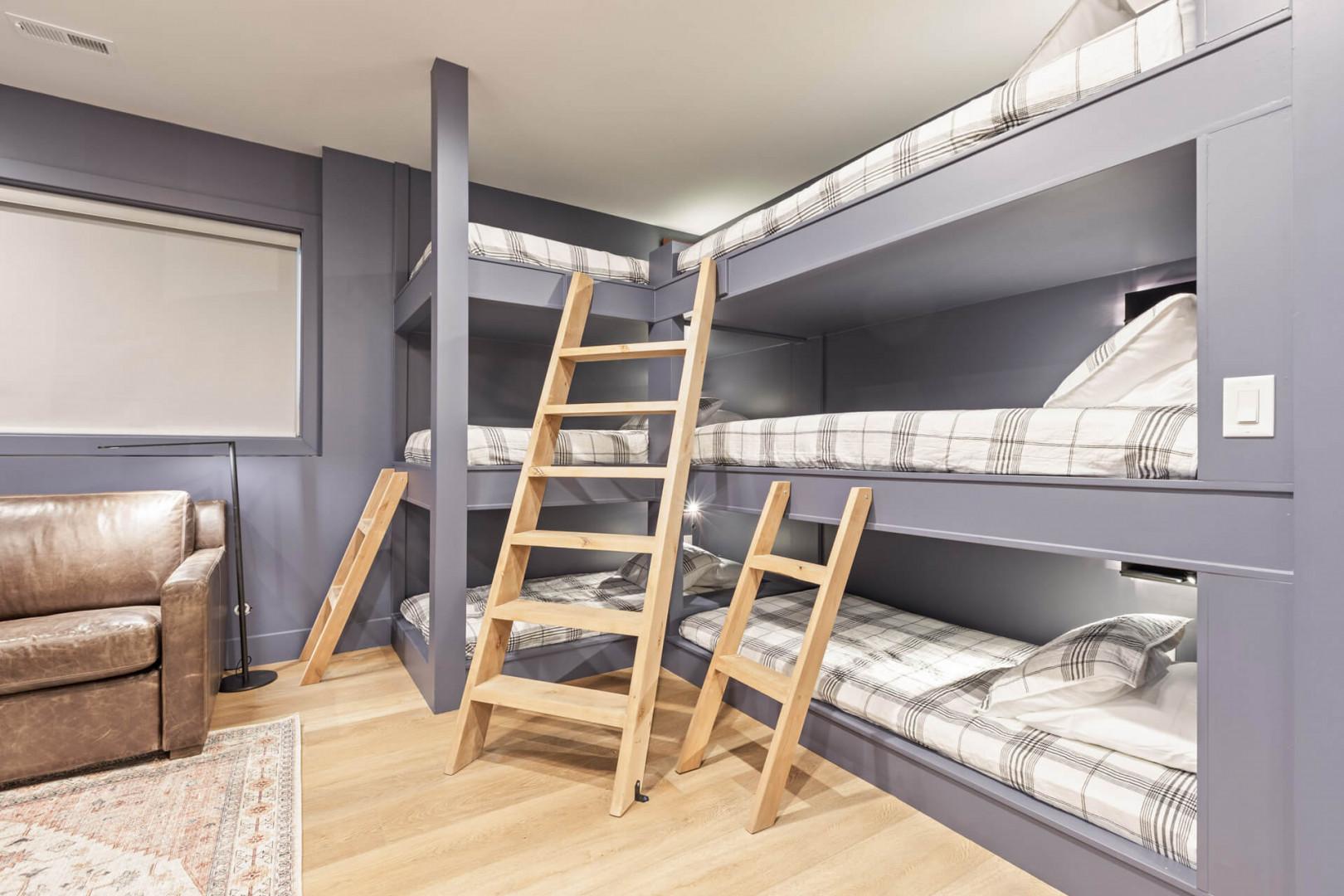 Triple bunk bed and sofa bed: "Cozy space for sleepovers and late-night chats.