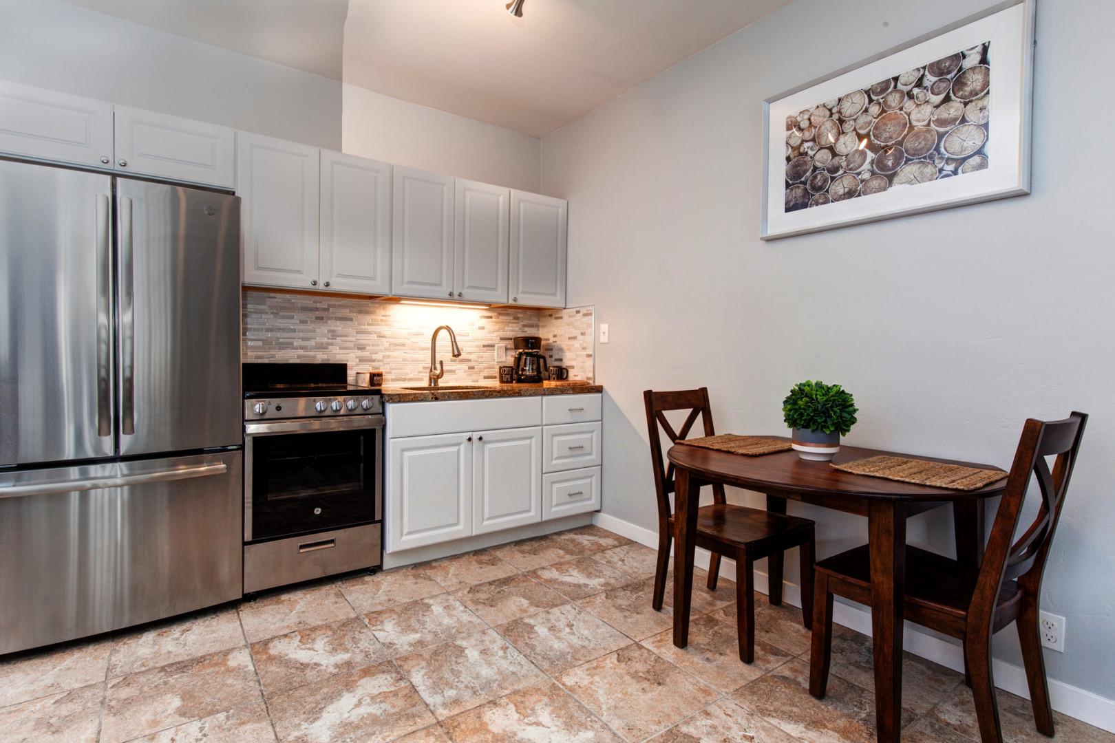 Inviting dining table in a cozy kitchen setting.