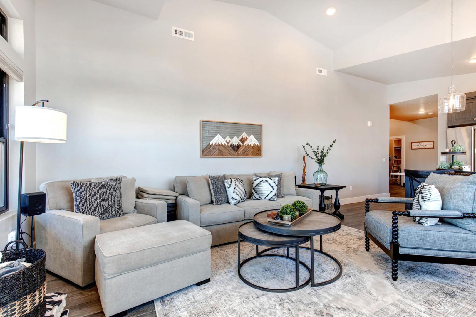 Cozy corner with a stylish sofa set and center table.