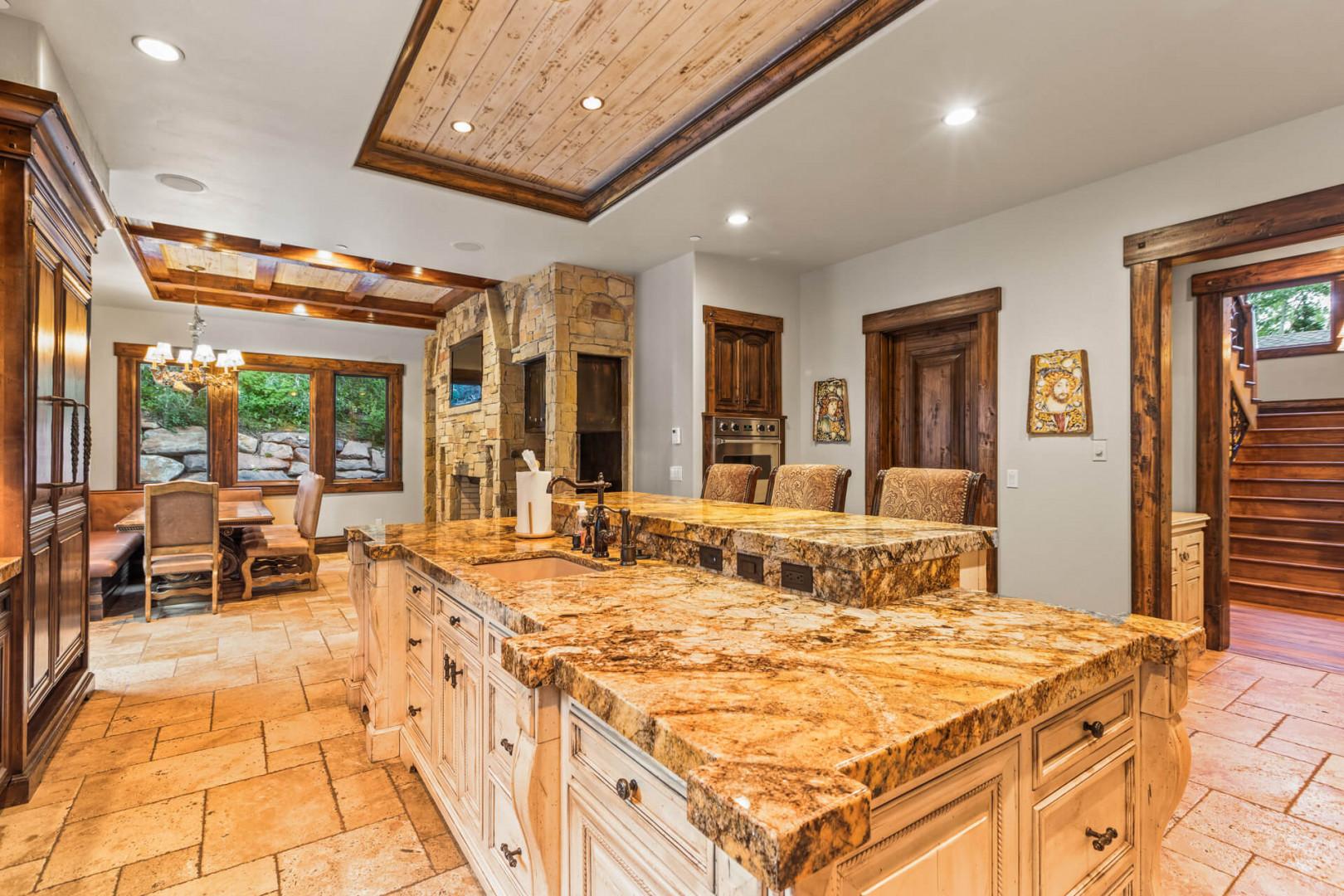 Sleek counter top in a spacious kitchen, perfect for culinary adventures.