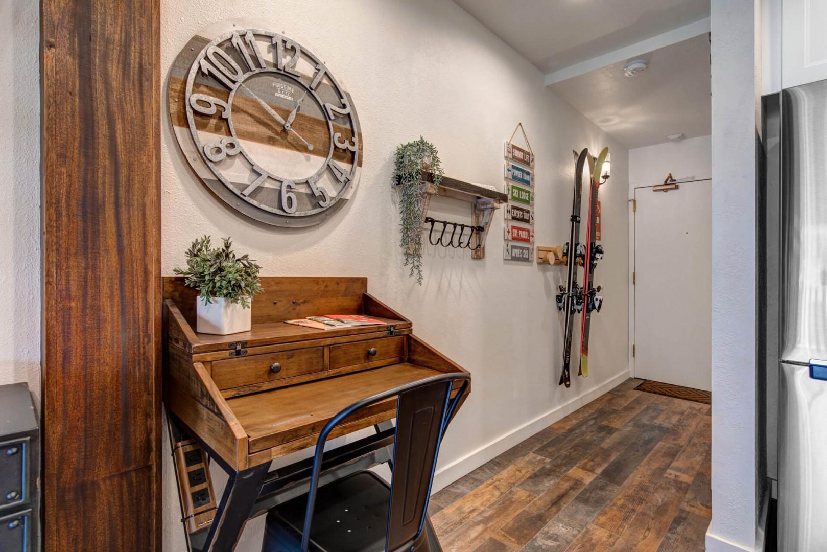 Cozy desk table with chair, perfect for work or study