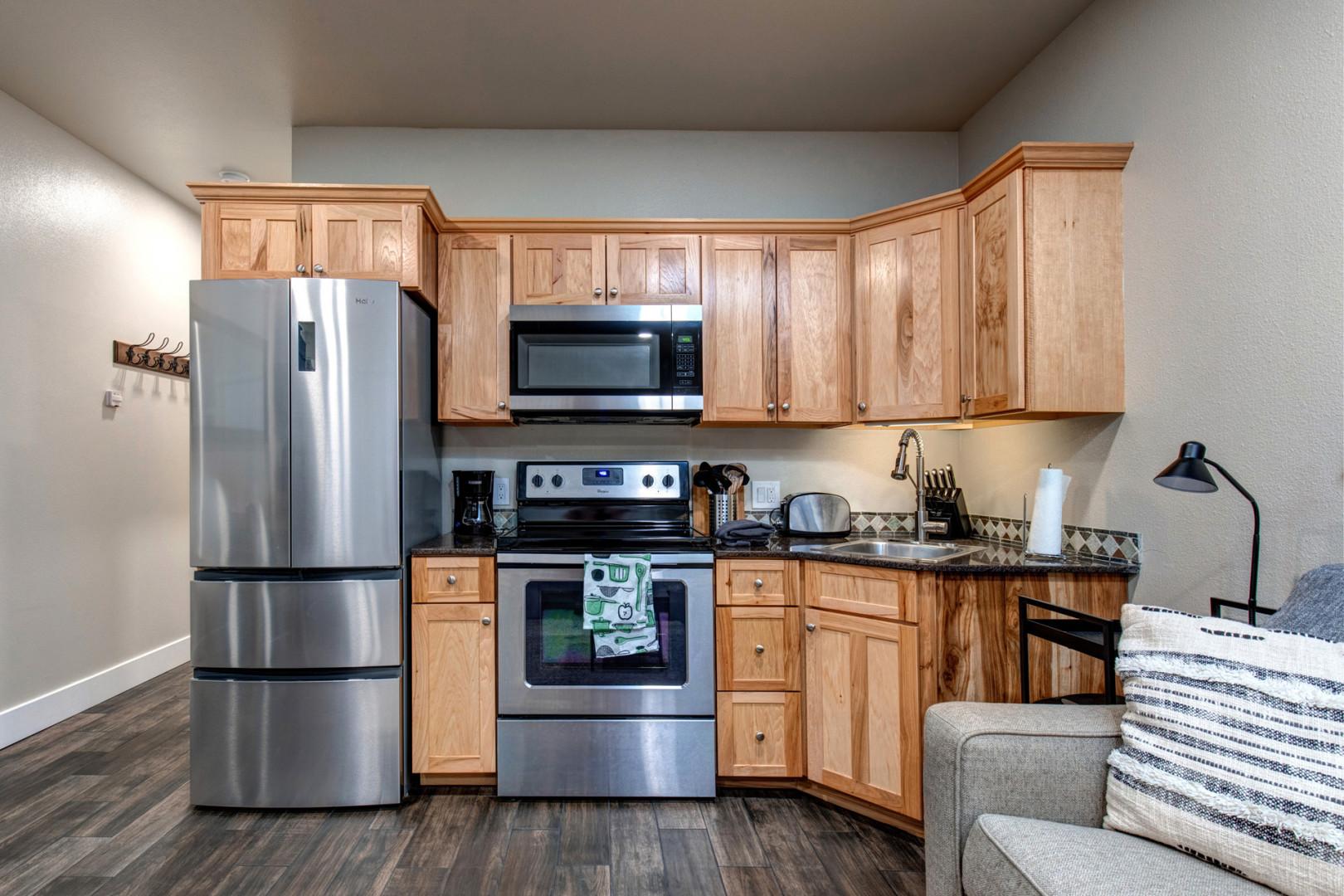 Kitchen: "Fully equipped with appliances and storage for your culinary adventures."