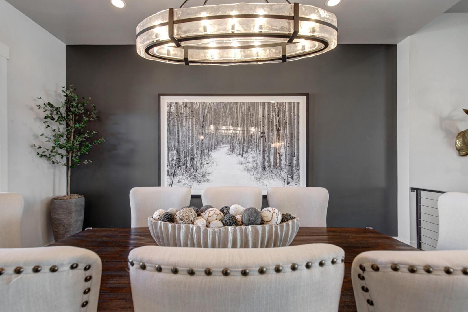 Deer Springs 12797: The dining room includes a gorgeous wood table with seating for eight.