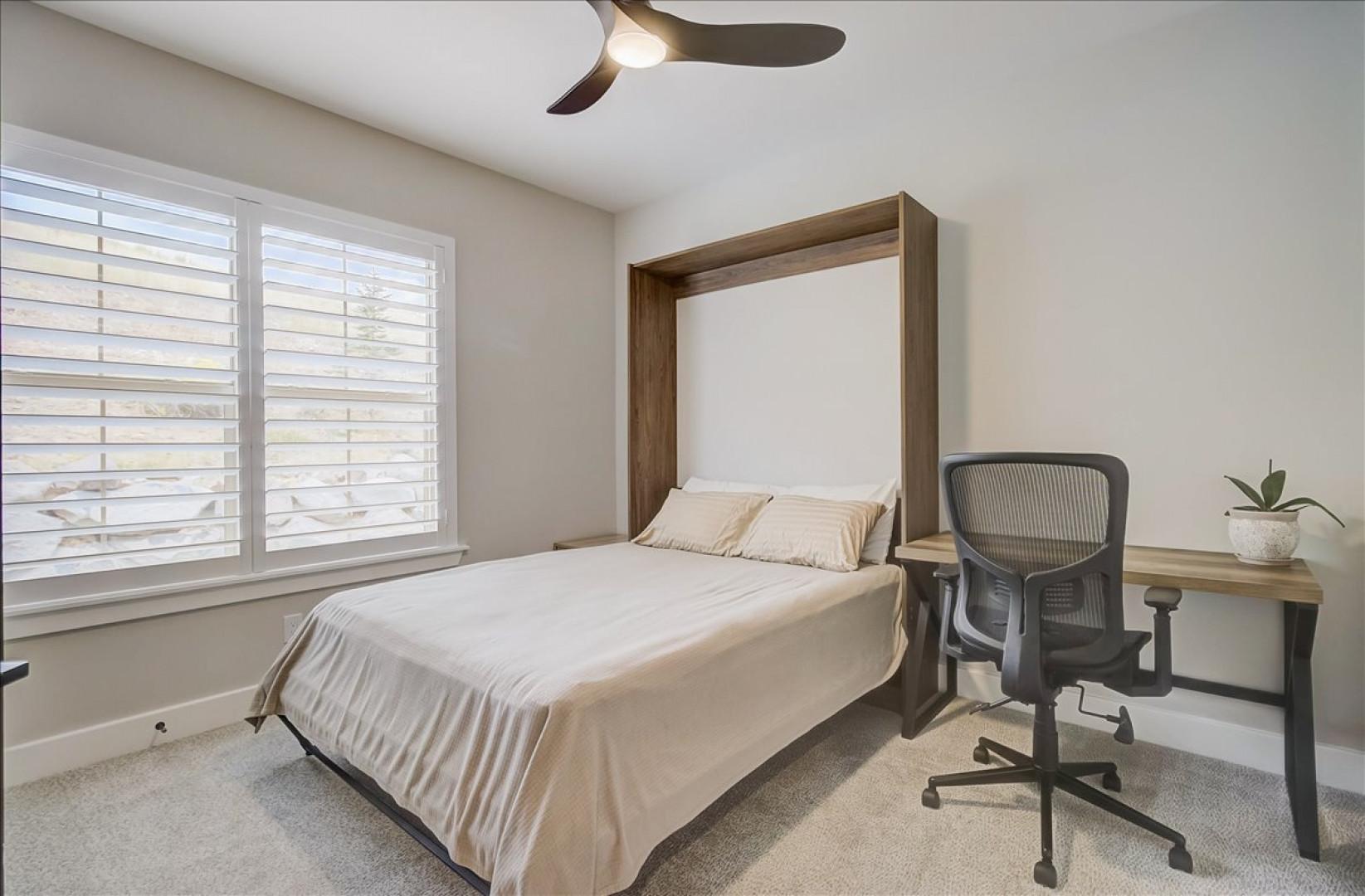 Black Rock Ridge 14202:  Queen Bedroom: "Cozy queen bed with a side desk and chair for comfort."