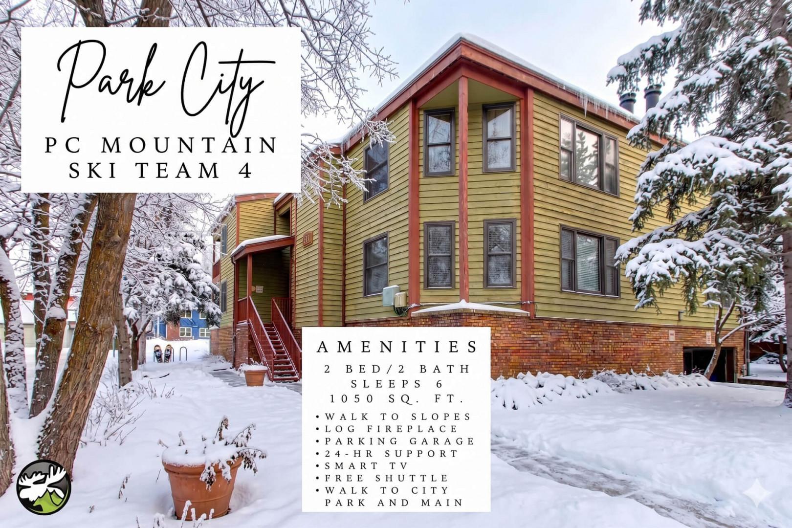 Charming ski retreat nestled among snow-covered pines in Park City. The warm yellow exterior with red trim welcomes you to your mountain escape, just steps from the slopes.