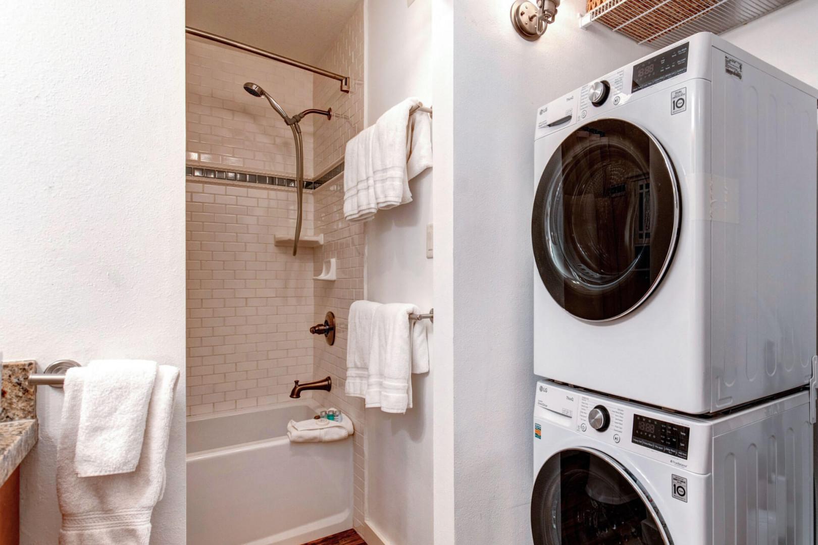 Vacation Rentals in Park City at Prospector Lodge 627: Full bathroom with private washer and dryer