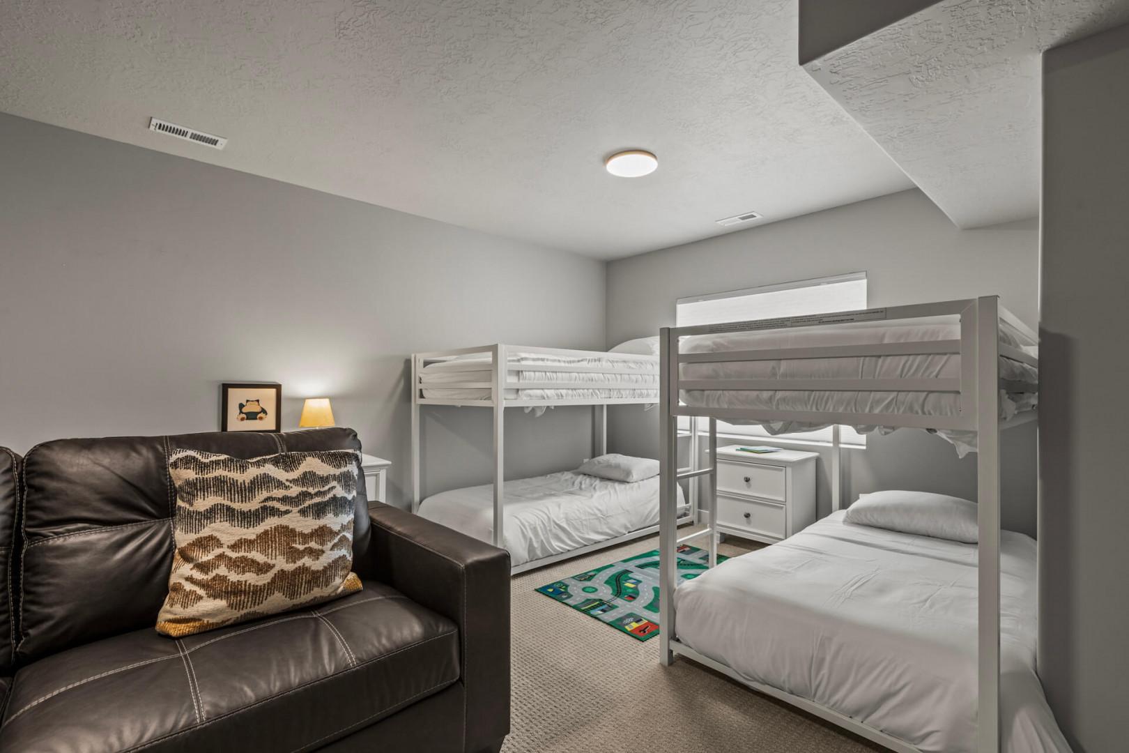Your family will love this cozy bunk room where kids can create memories together in comfortable twin beds with soft linens.