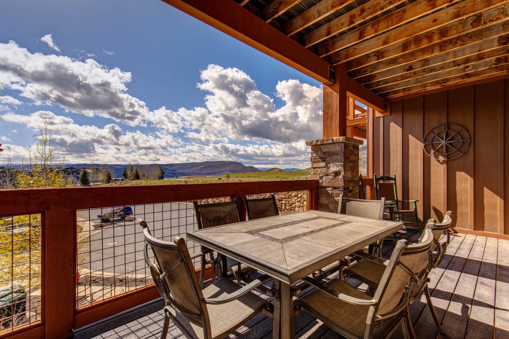 Village at the Shores 201: Deck/balcony with BBQ and dining area