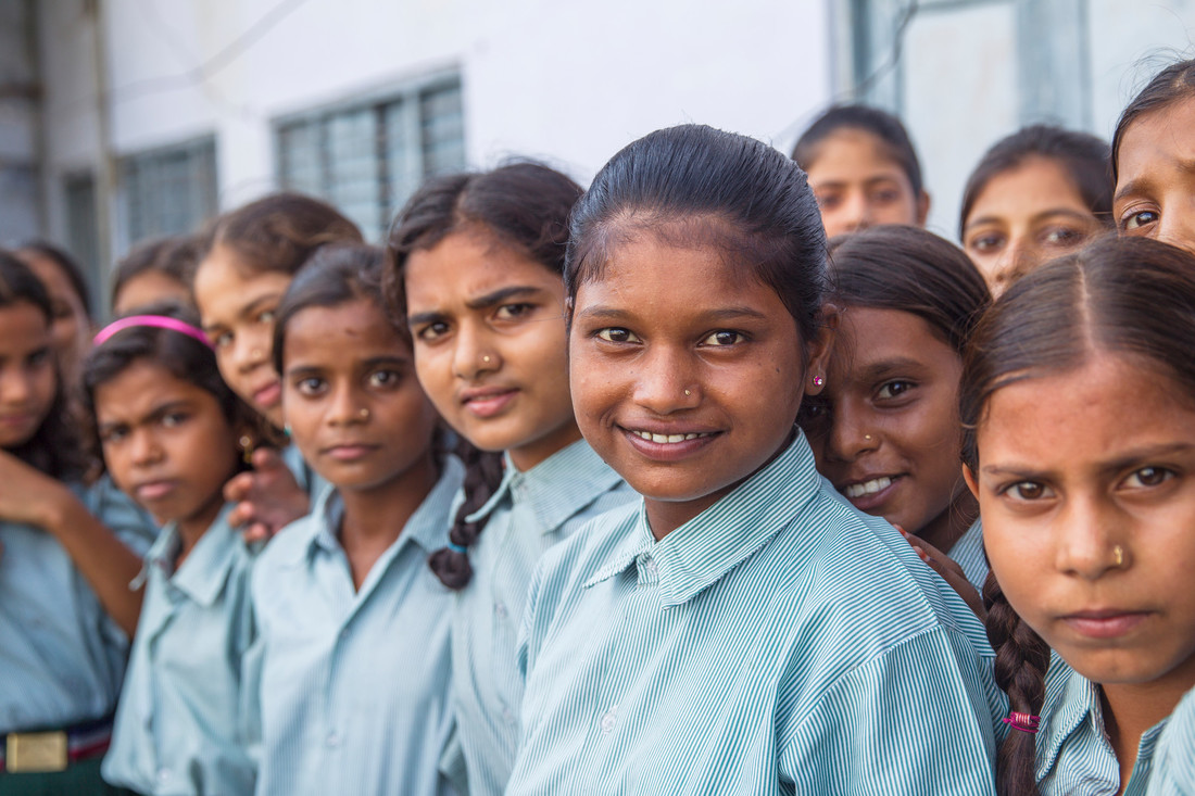 Laxmi with friends at school - Photo Credit Erin Lubin