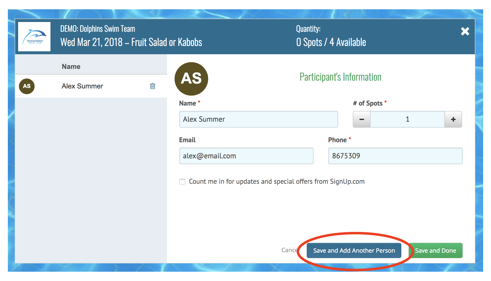 Sign Up Others on Desktop