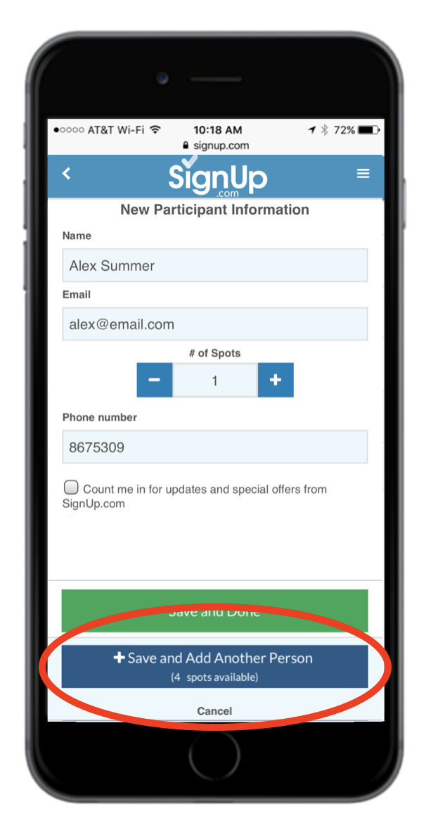 Sign Up Others on Mobile Phone