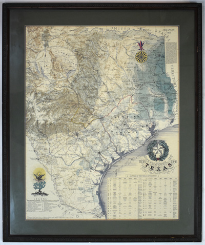 Sesquicentennial map of texas framed