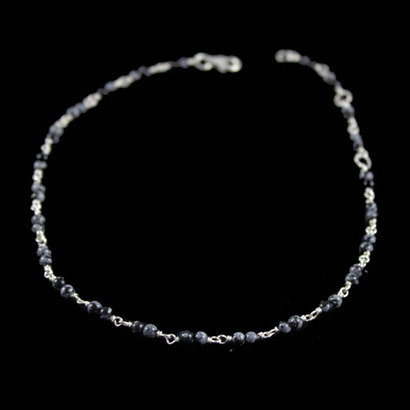Tornozeleira de Prata com Obsidiana Tornozeleira de Prata com Obsidiana