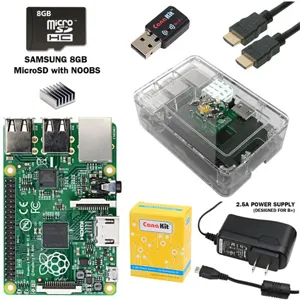 Kit Raspberry Pi B+ Complete Starter, WiFi + SD Card 8GB + Case transparente