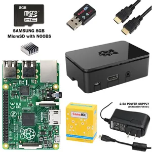 Kit Raspberry Pi B+ Complete Starter, WiFi + SD Card 8GB + Case negro