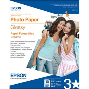 Papel Fotografico Brillante Premium 20 Hojas "Carta" (Impresoras Inyeccion tinta) PN:S041141-ML