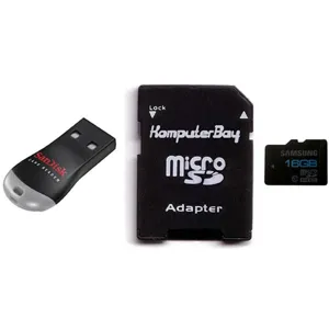 Samsung 16GB Class 10 MicroSDHC + adaptador y lector USB pn