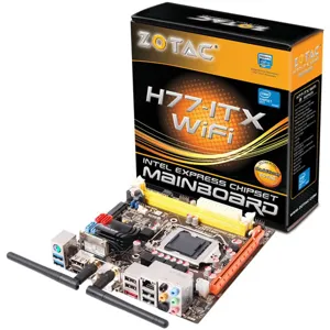 TM sk1155  2 x DDR3, Intel H77, PCI 1x 16X  Mini-ITX, WiFi pnH77ITX-B-E