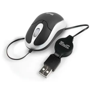 Mouse Mini Optico Retractil USB Negro/Plata KMO-103