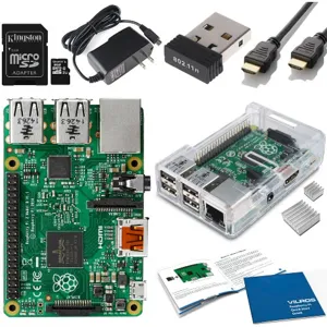 Mini PC Raspberry Pi 2 Model B (1GB) Complete Starter Kit - Incluye: Clear Case + Cargador + WiFi Dongle + Kingston 8GB Micro SD + HDMI Cable