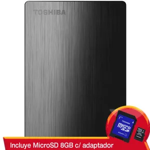 Disco Externo 1TB + MicroSD 8GB con adaptador Canvio Slim II Negro USB 3.0 HDTD210XK3E1