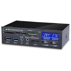 Lector de tarjetas 5.25" USB 3.0 CF / XD / MD / TF / M2 / SD / MS. pantalla LCD y LED pn:3008
