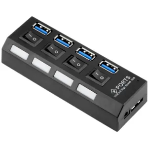 Hub USB 3.0 4Puertos Interruptor Negro. 98013