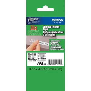 Cinta Negro sobre blanco Inviolabilidad 18mm x 8mts pn.TZE-SE4