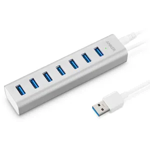 Hub aluminio USB 3.0  7 port c/adaptador 15w p/Mac PC USB Flash Drives y otros pn: AK-7513141