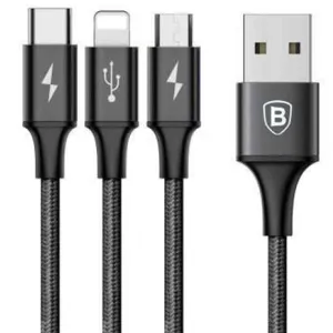 Cable de carga Lightning+ Micro-USB+ USB-C, 3Amp pn CAMLT-SU01